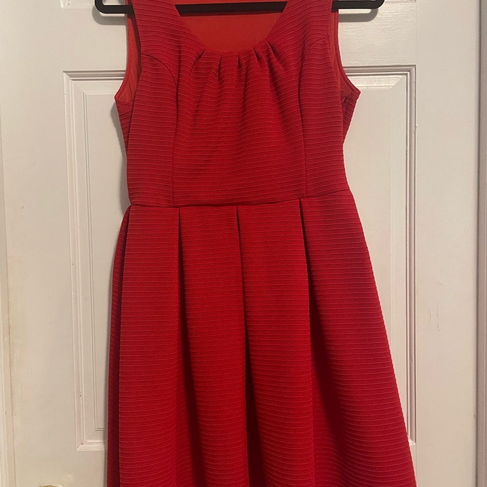 Red Fit and Flare Midi Dress